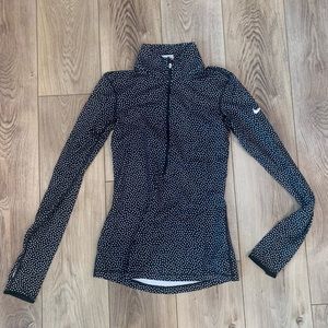 Nike Pro Black White Polka Dot 1/4 Zip Sz XS